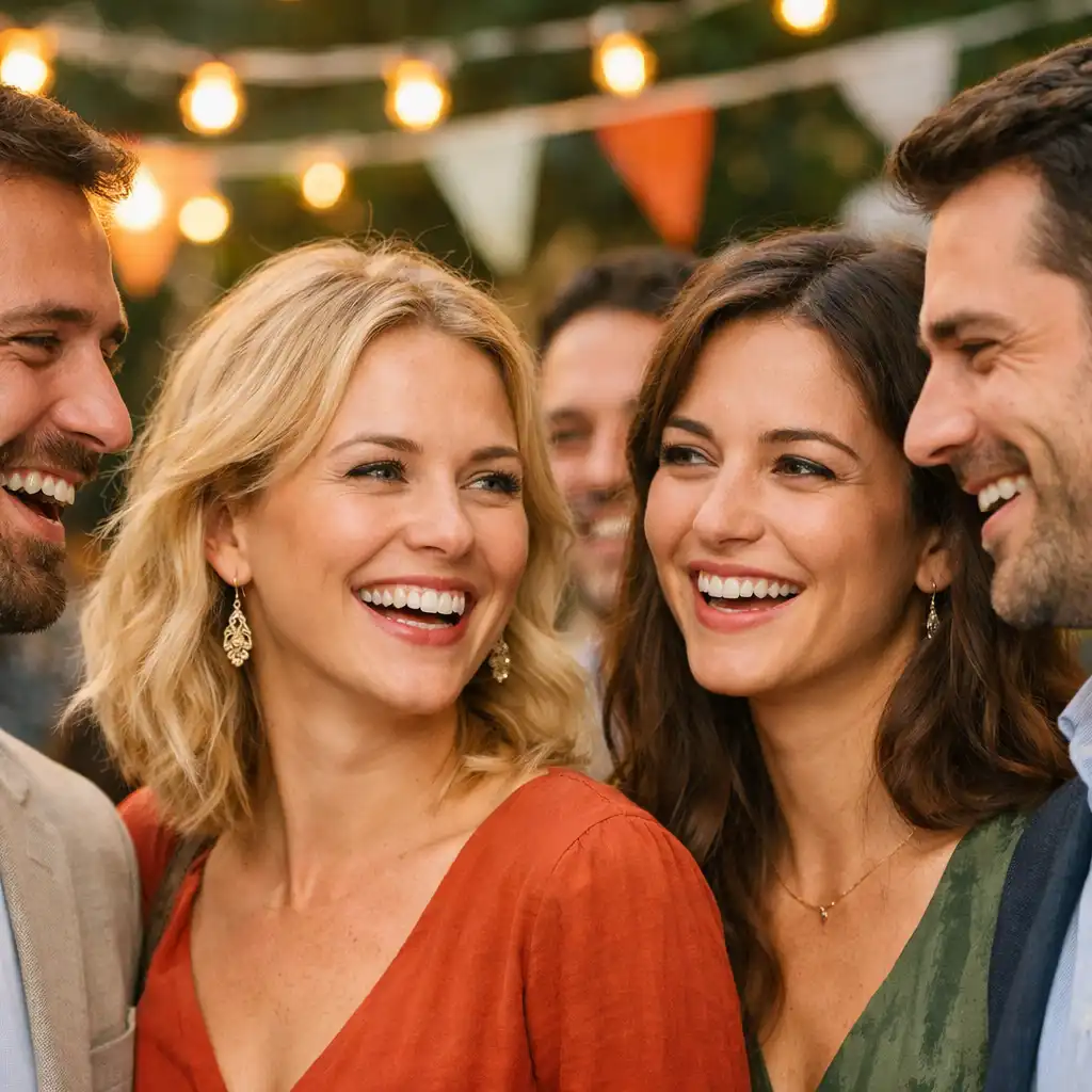Groupe d’invités souriant lors d’un événement festif
