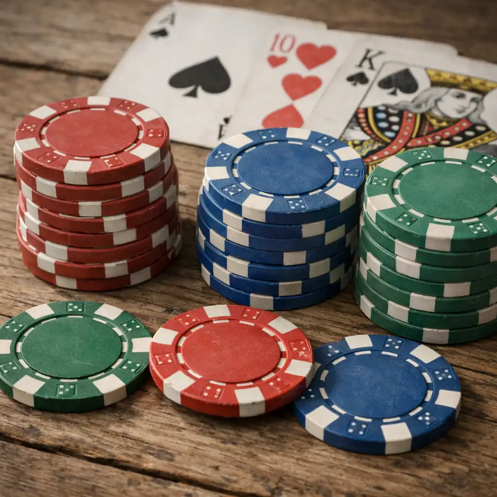 Gros plan sur des jetons de poker et des cartes à jouer